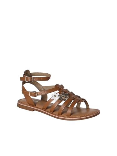 VERTBAUDET Sandale spartiate fille cuir à boucles camel 34