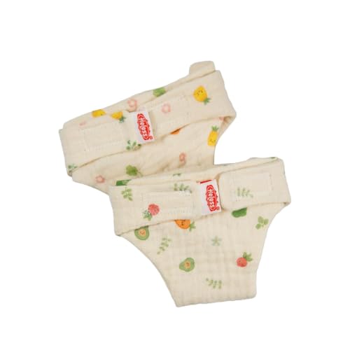 Heless 620 - Couche en Mousseline pour poupée « Fruits espiègles », 100% Coton Bio, pour poupées et Peluches de 35 à 45 cm
