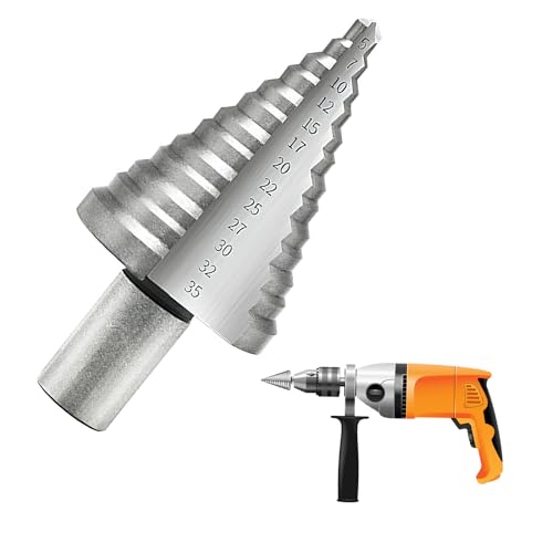 Foret Étagé Métal avec Revêtement Titane - Foret Fraise Meche Etage (5mm-35mm) pour Métal, Bois, Plastique, Laiton, Aluminium, PVC - Perçage Précis et Rapide