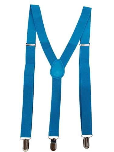 Image of BookMyCostume Blue Suspenders for Kids & Adults|Adjustable Elastic Y-Back Belt for Fancy Dress Costumes,Theme Parties,Dance Costume,School Functions & Stage Shows|Unisex Clip-on Suspenders Accessory