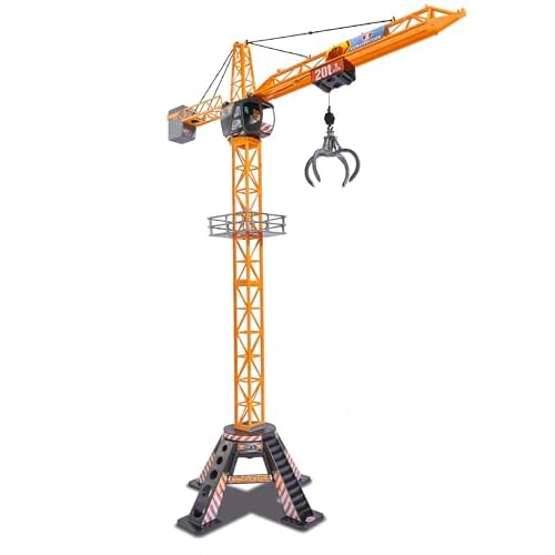 DICKIE 201139012 Toys Mega Crane, elektrischer Kran mit Fernbedienung, für Kinder ab 3 Jahren, 120 cm hoch, mit Greifarm, Seilwinde, Kabine, Ladeplattform