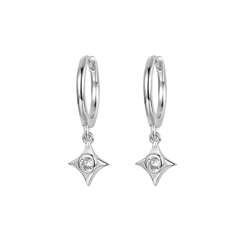 Boucles d'oreilles créoles femme argent pendantes étoile zircone