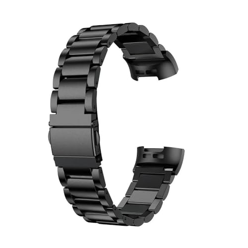 SRMVRNKNNK Fit For Fitbit Fit For Charge 5 4 3 2 �X�}�[�g�u���X���b�g�X�g���b�v �X�e�����X�X�`�[���E�H�b�`�o���h���[�v�ɓK��(Black,For Charge 2)