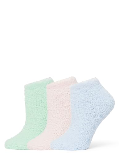 Image of no nonsense Women's Shortie Slipper Sock with Grippers 3 Pair Pack | Cozy comfort, womens fuzzy socks, fuzzy socks with grips, fuzzy socks for women, no show length, machine washable