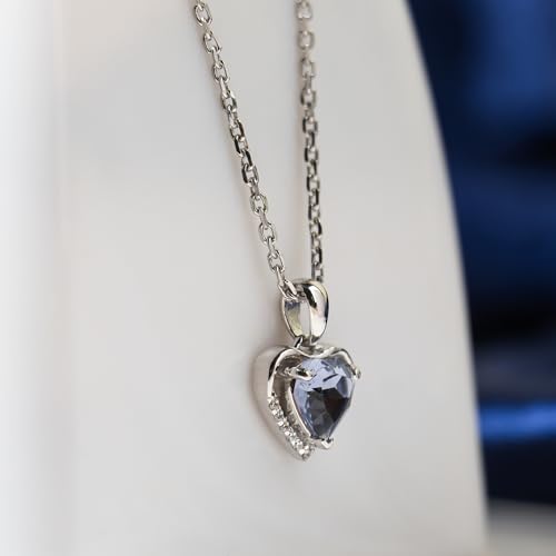 Image of SILVERTOWN 925 Silver Celestial Grace Heart Pendant Necklace | Hallmarked | White Rhodium Plated | Gift For Women and Girls