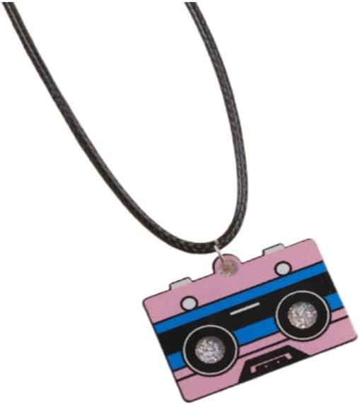XAM Retro Glitter Cassette Tape Acrylic Pendant Necklace - Colorful 80s Inspired Fashion Jewelry for Party & Daily Wear image 4