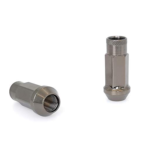 Image of Lug Nuts M12x1.25 Open End Wheel Nuts,Taper Acorn Seat, Forged Locknut Racing Nut 20 Set 2 Pieces Total 22 Pieces and 1 Nut Socket Key (Titanium M12 x P1.25)