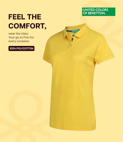 Image of United Colors of Benetton Shirt for Women | Womens Stylish Tees | Plain Stylish Regular Fit Polo T-Shirt | Collar Tshirt | T-Shirt | Women's Tshirt