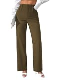 Pink Queen Womens Dress Pants Loose Fit for Work Business Casual Tall Trousers Pants for Women Stretchy High Waisted Dress Black Slacks Bootcut Straight Leg 2026 Brown M
