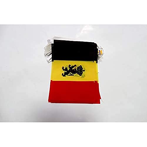 Image of AZ FLAG Belgium Coat of Arms 6 meters BUNTING Flag 20 flags 9'' x 6'' - Belgian with Lion STRING flags 15 x 21 cm
