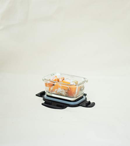 Pote 160ml de Vidro com Tampa Colorida Retangular Hermético - Oikos