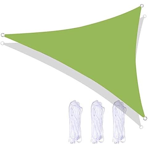LINGKY Sun Shade Sail Sun Protection Triangle Awning Canopy 96.5% UV Block Waterproof for Outdoor Garden Patio Party With Free Rope (3x4x5m,Green) Cover