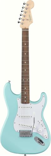 Image of Fender Squier Stratocaster Electric Guitar, Beginner Guitar, with 2-Year Warranty, Includes Free Lessons, Daphne Blue with Matte Finish