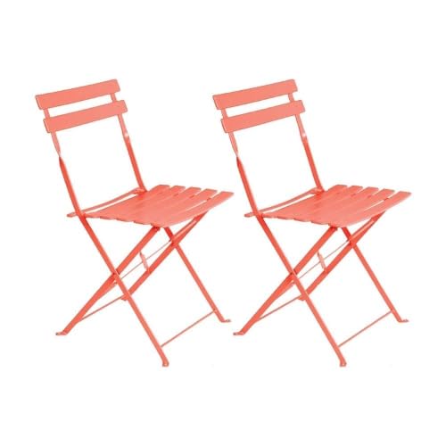 Set de 2 sillas de jardín plegables Sira de acero teja de 41x46x80 cm