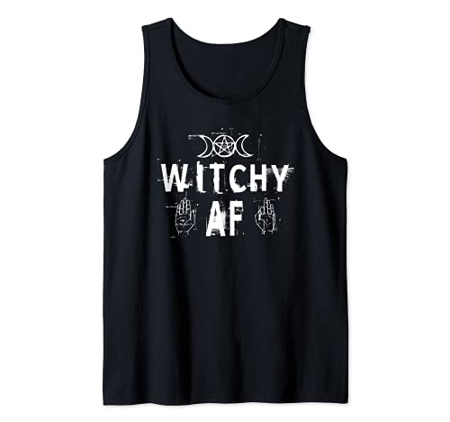 Witchy AF Three Moons Pagan Witch Halloween Wicca Spiritual Camiseta sin Mangas