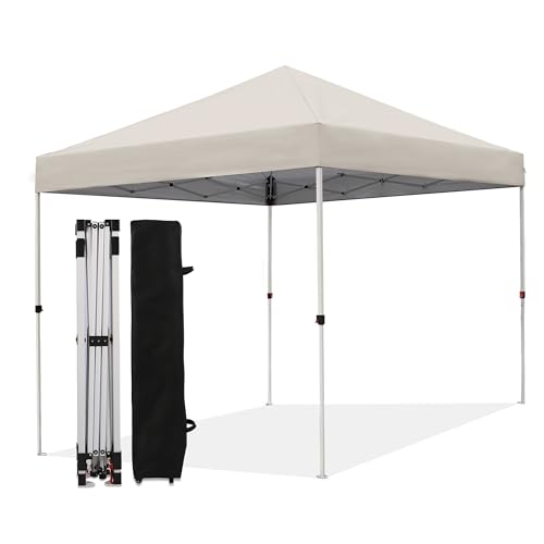 Canopy Tent 10X10 FT,Heavy Duty Sun Instant Shelter w/Adjustable Straight Leg Heights,Portable Pop Up Gazebo,Outdoor Patio Tents for Commercial,Camping,Garden,Beige