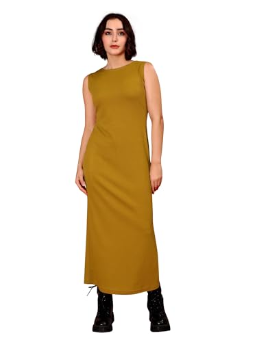 Image of PURVAJA Women's Bodycon Maxi Sleeveless Round Neck Solid Dress