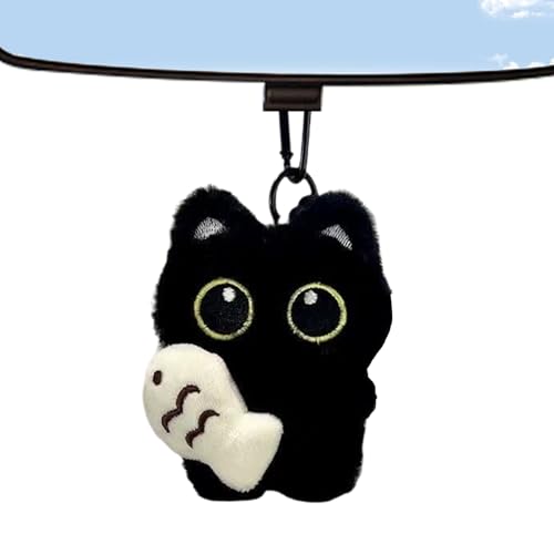 Miyanvuo Porte-Clés Peluche Chat,Charm Mignon Chat Noir Peluche pour Sac à Main | Accessoire Collectionnable pour Sac à Dos et Fourreau pour Amateurs...