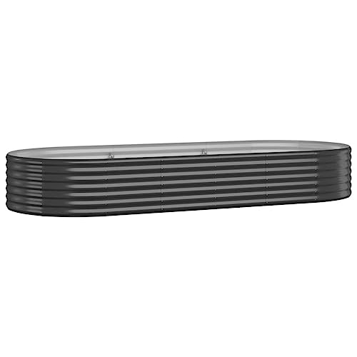 vidaXL Jardinera Arriate Elevado Macetero Maceta Tiesto Soporte para Plantas Vegetales Hierbas Acero con Recubrimiento Polvo Antracita 249x100x36 cm
