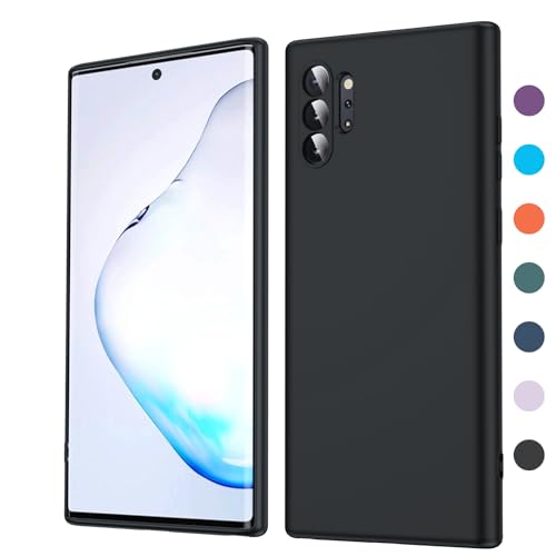 LeYi for Samsung Galaxy Note 10 Plus Case: Samsung Note 10 Plus Case Liquid Silicone Shockproof Protective with Anti-Scratch Microfiber Lining, Soft Gel Rubber Cover for Galaxy Note 10 Plus, Black