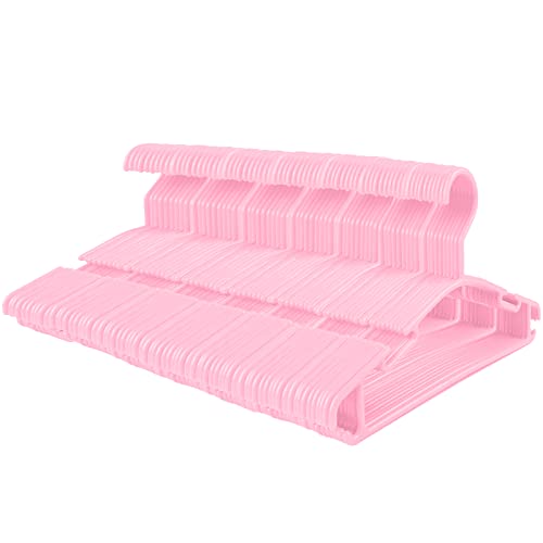 Image of GoodtoU Baby Hangers - Pink Kids Clothing Hangers for Nursery - Plastic 100 Pack