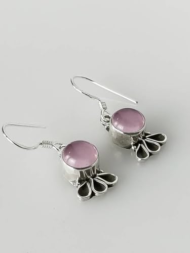 Boucles d'oreilles quartz rose et argent 925 style épuré