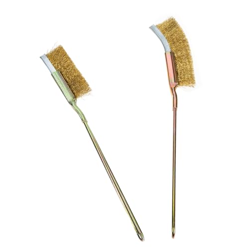 Alipis 2Pcs Copper Wire Scratch Brush with Iron Handle Bristle Cleaning Tools for Barbecue Grills and Paint Removal Portable and Lightweight for Easy Use