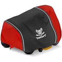Riding Lawn Mower Cover, Heavy Duty Waterproof Tractor Cover with Wind Triangle Straps Fits Decks up to 54", Universal Garden Tractor 72"L x 54"W x 46"H Black&Red