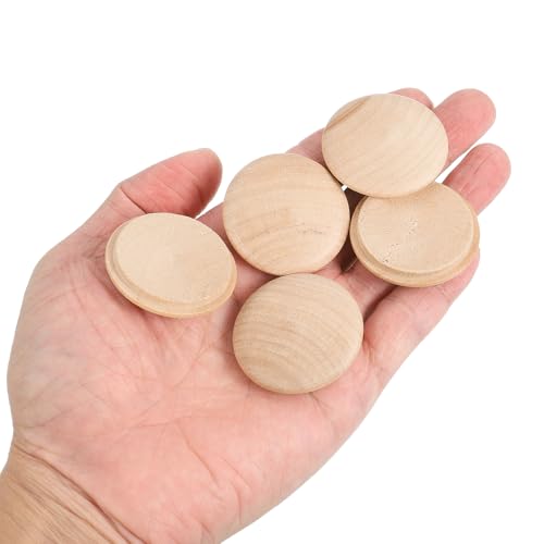 Image of uxcell 30Pcs Wood Button Plugs, 35mm /1.38 inch Hardwood Screw Hole Plug Mushroom Wooden Caps Buttons Wood Plug for Furniture Woodworking Craft Decor (40mm x 35mm)