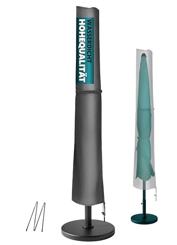 4smile Sonnenschirm Schutzhülle 2 bis 4 m, 420D-Oxford-Stoff – Strapazierfähige Schutzhülle Sonnenschirm, Wasserdicht, UV-beständig, Abdeckung für Garten & Außenbereich, Anthrazit