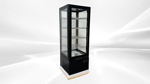 Elite Kitchen Supply Commercial Glass Display Refrigerator, 400L Capacity, 4-Side Double Tempered Glass, LED Lighting, Digital Temperature Control CL-400