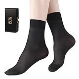 Fitu Women's 10 Pairs Pack Nylon Ankle Tights Hosiery Socks (Black) One Size Black