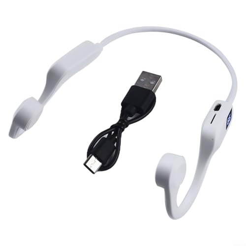 Bone Conduction Earphones for Sports, Featuring 15 Hours of Battery Life and a Flexible Fit Design (White)