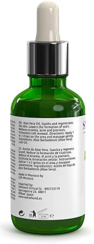 Samarkand Aloe Vera Oil 100% Organic Pure & Natural 50 Ml - Ideal For Skin, Nails, Lips, Hair, Face & Body #TOP3