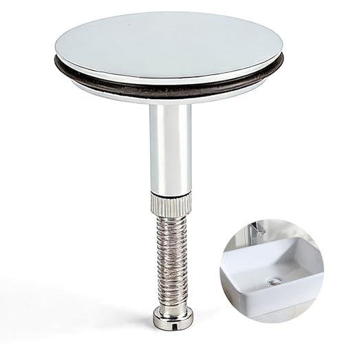 Badewannenstöpsel, 43mm Universal Passform Abflussstopfen, Verstellbarer Stöpsel Badewanne, Abflusssieb aus Messing mit integrierte Doppel Dichtung