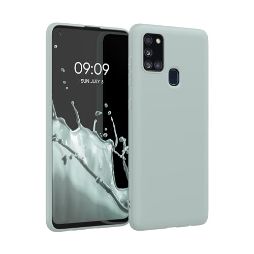 kwmobile Hülle kompatibel mit Samsung Galaxy A21s Hülle - weiches TPU Silikon Case - Cover geeignet für kabelloses Laden - Cool Mint