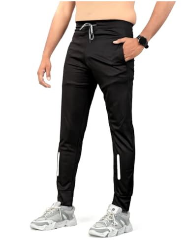 Mens Black Track Pants Sports Joggers for Men Gym Workout Running...