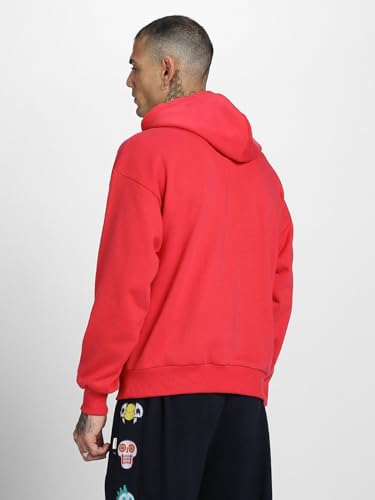 Image of Veirdo Cotton Poly Fleece Oversized Hooded Sweatshirt Baggy Fit Stylish Pocket Graphic Printed Hoodie for Men (Available in Sizes: S to 3XL)