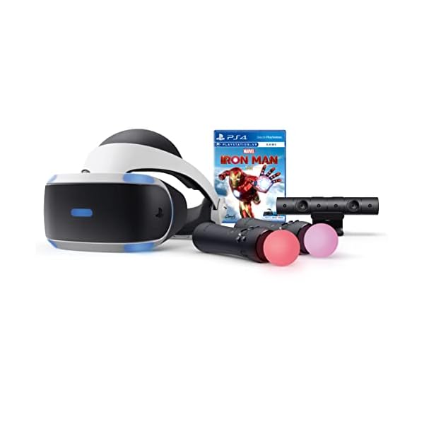 Sony Playstation VR Marvel’s Iron Man Bundle, White: Playstation VR Headset, Camera, 2 Move Motion Controllers, VR Digital Code for PS4 PS5