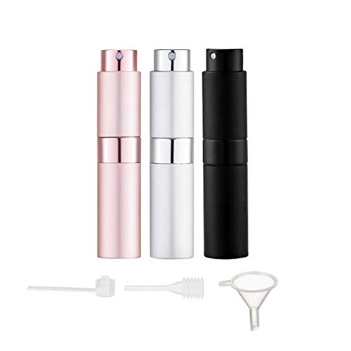 JZK 3 x Aluminio atomizador de perfume recargable 8ml con mini embudo...