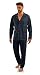 Produktbild sesto senso Herren Schlafanzug Lang Pyjama Knopfleiste 100% Baumwolle Knöpfe Langarm Shirt Taschen Pyjamahose Zweiteilig Set Nachtwäsche XXL Anker dunkelblau