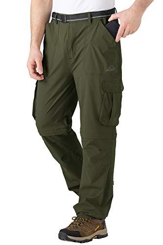 TBMPOY Men's Hiking Pants Convertible Fishing Lightweight Pants Pocketed Military Quick Dry UPF 50+,Large