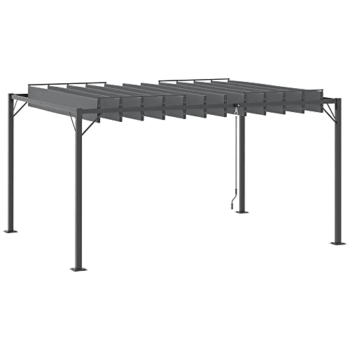 Outsunny Pavillon 4 x 3 m BBQ-Pavillon mit Lamellendach einstellbar...