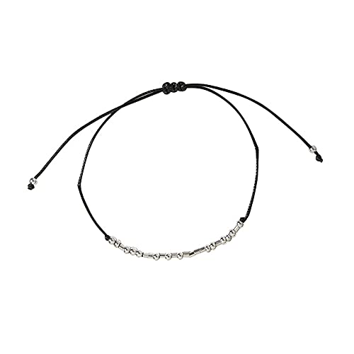 Dainty Beads Never Give Up Morse Code Bracelet Jewelry for Her Sterling Silver Beads on Silk Cord for Women Men Girls Boys2