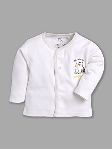 Image of BABYGO Unisex Baby 100% Cotton Full Sleeve Front Open T-Shirt Pack of 3|Soft Breathable Infant Clothing Set with Snap Buttons|Comfortable Layering Top for Newborn Baby Boys & Baby Girls Regular Fit
