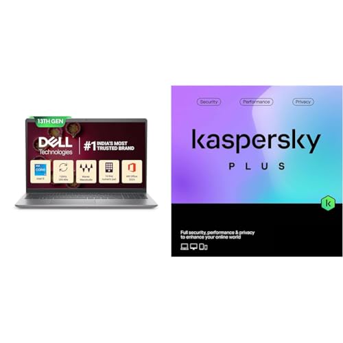 Image of Dell 15 Intel Core i5 13th Gen - 1334U, 16GB DDR4 RAM, 512GB SSD, FHD 15.6 inch /39.62 cm, Windows 11, MSO'21, Grey, 1.62 kg + Kaspersky Plus 1 Device 1 Year (Physical Pack)