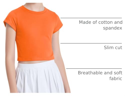 Image of Auranso Girls Crop Tops Kids Short Sleeve T-Shirts Basic Summer Tee Top