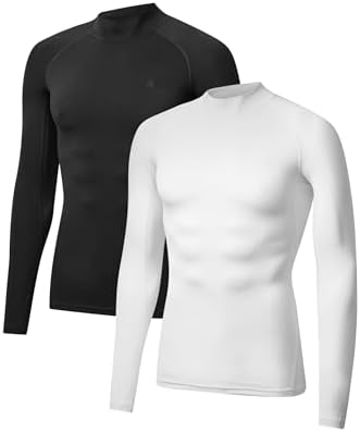 DANISH ENDURANCE Kompressions Shirt Herren, Laufshirt Langarm, 2er Pack | Funktionsshirt, Rashguard, Schnelltrocknend & Atmungsaktiv mit Muskelkompression für Training, Laufen & Fi