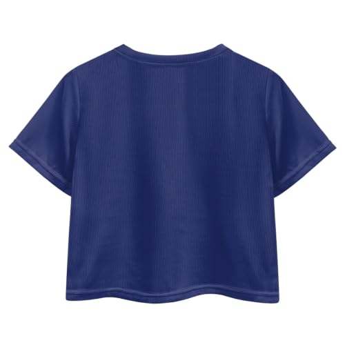 Image of Cute Crop Tops for Girls Short Sleeve Summer T Shirts Fashion Graphic Tees Crew Neck Pullover Tee 5-14 Years