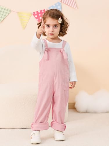 Toddler Girl Boy Overalls Fall Outfits Corduroy Adjustable Straps Suspender Pants with Pockets Jumpsuit Romper 1-5T2
